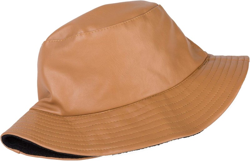 ZLYC Unisex Fashion Bucket Hat PU Leather Rain Hat Waterproof Fishmen Cap - Image 4